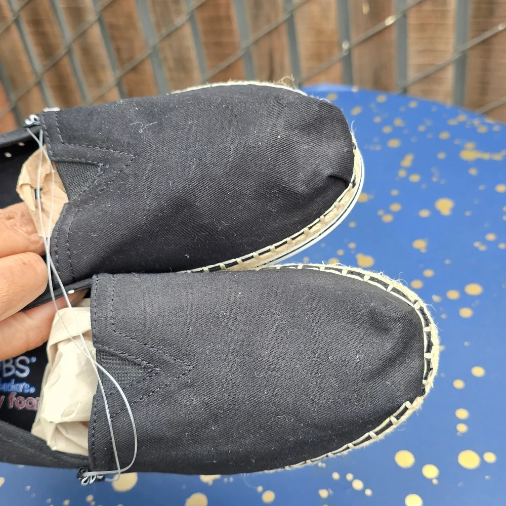 Bobs Black Espadrille Slip-On Shoes Sz 9